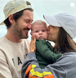 Jenna Johnson with her husband and their baby.
